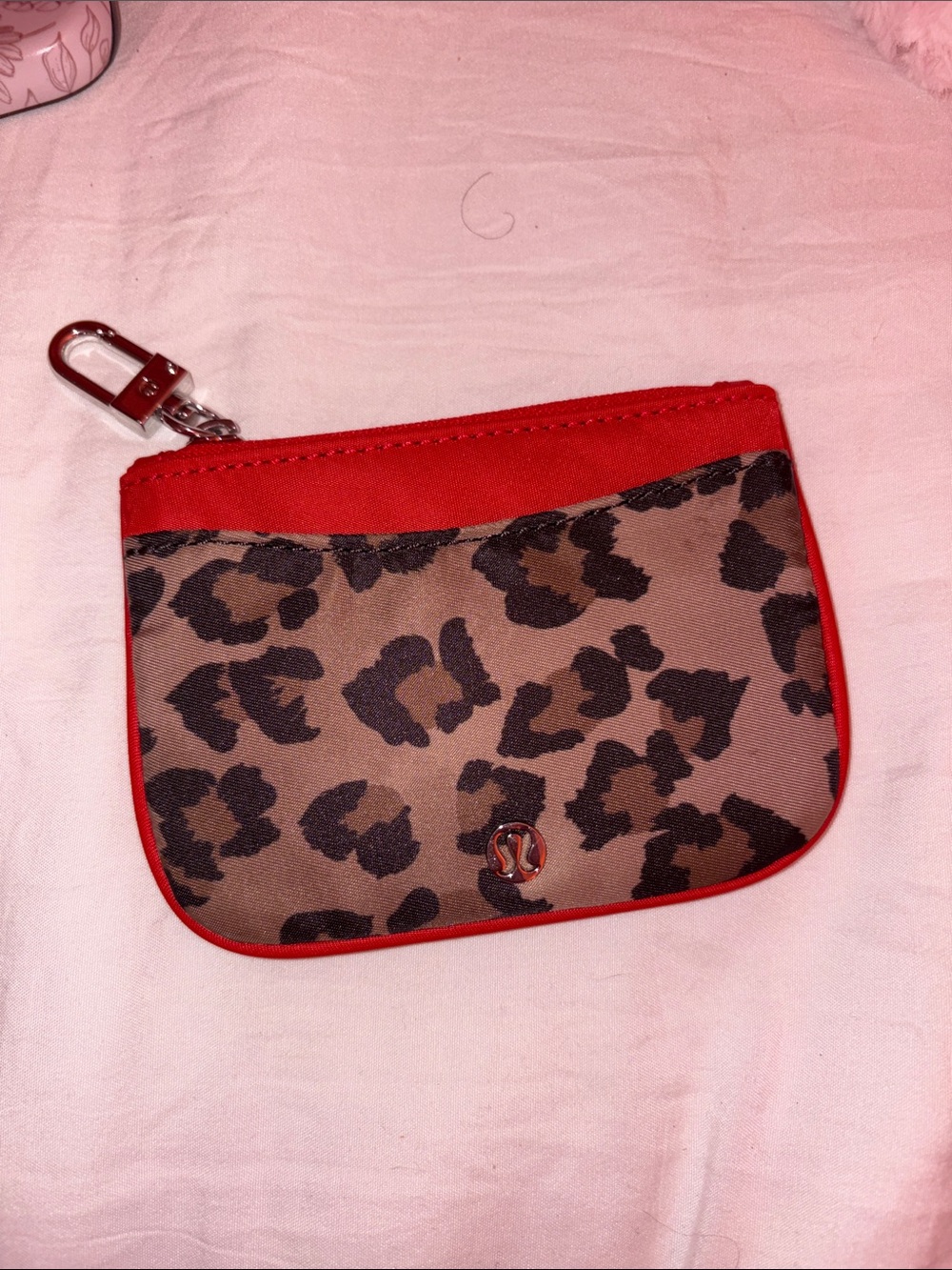 lululemon athletica Leopard Print Key Pouch with Red Trim